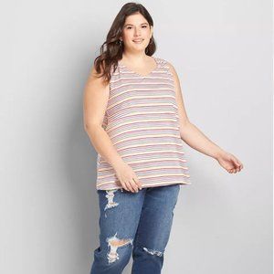 Lane Bryant Gathered-Shoulder V-Neck Tank 18/20